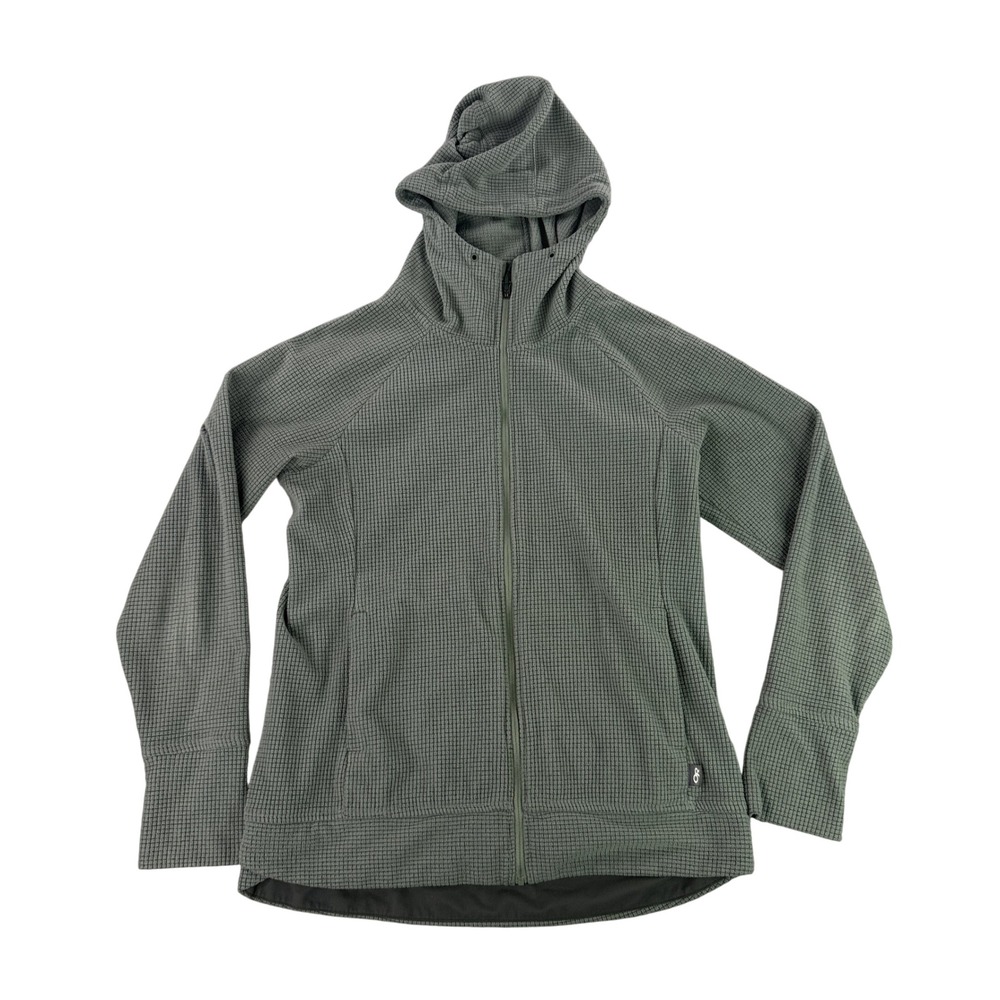 Outdoor Research Trail Mix Jacket Women Medium Green Grid Fleece Hoodie V064